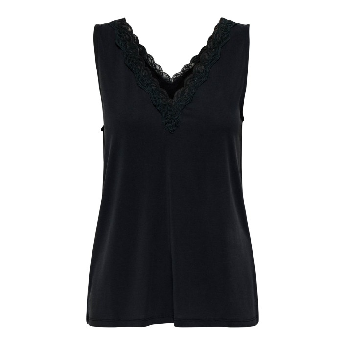 Only ONLFREE LIFE S/L V-NECK LACE MIX TO: Black | Freewear ONLFREE LIFE S/L V-NECK LACE MIX TO: - www.freewear.nl - Freewear