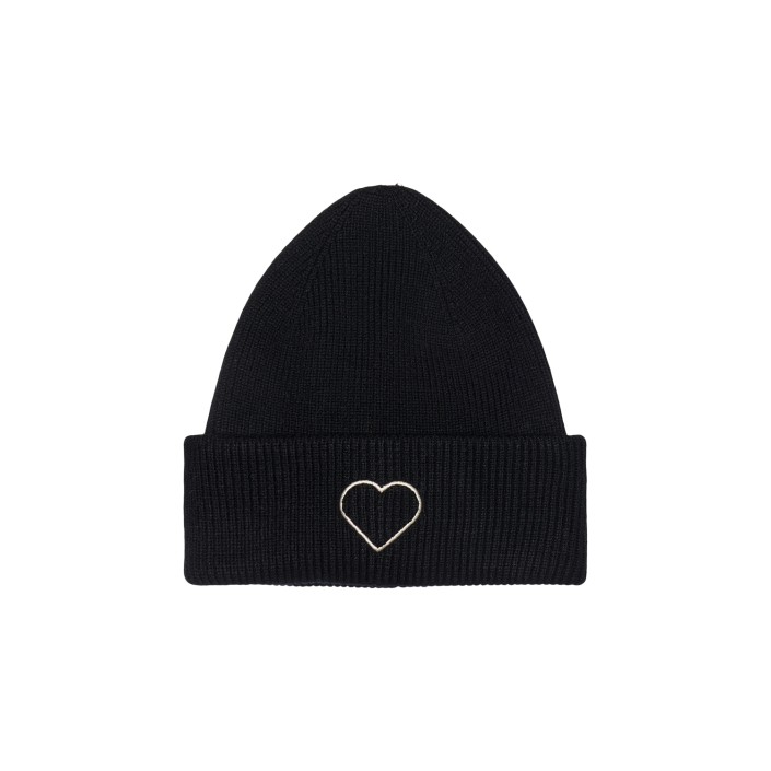 Only ONLALPHA LIFE EMBROIDERED RIB BEANI: Black/ECRU EMB. | Freewear ONLALPHA LIFE EMBROIDERED RIB BEANI: - www.freewear.nl - Freewear