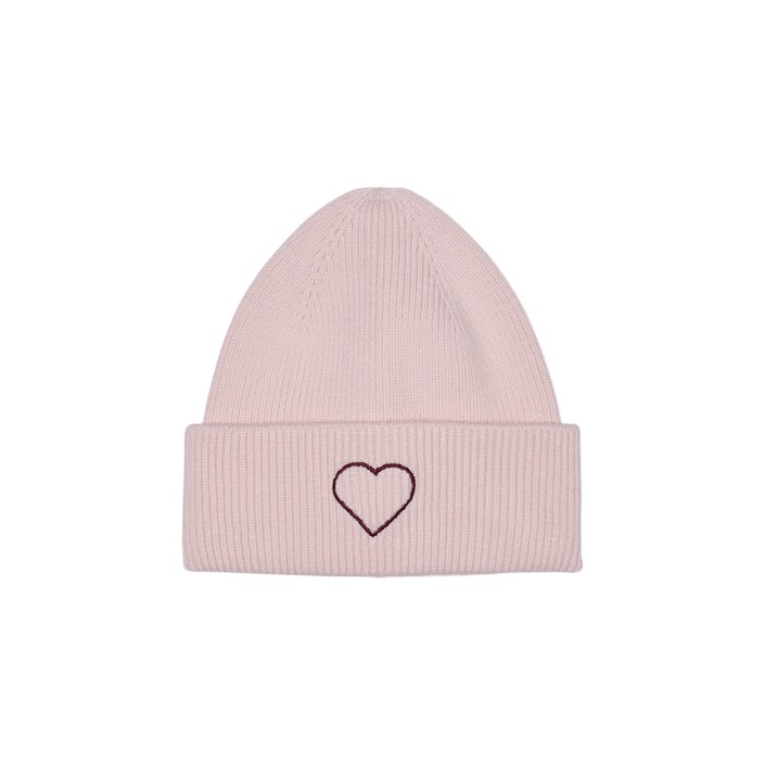 Only ONLALPHA LIFE EMBROIDERED RIB BEANI: Chalk Pink/CABERNET EMB. | Freewear ONLALPHA LIFE EMBROIDERED RIB BEANI: - www.freewear.nl - Freewear