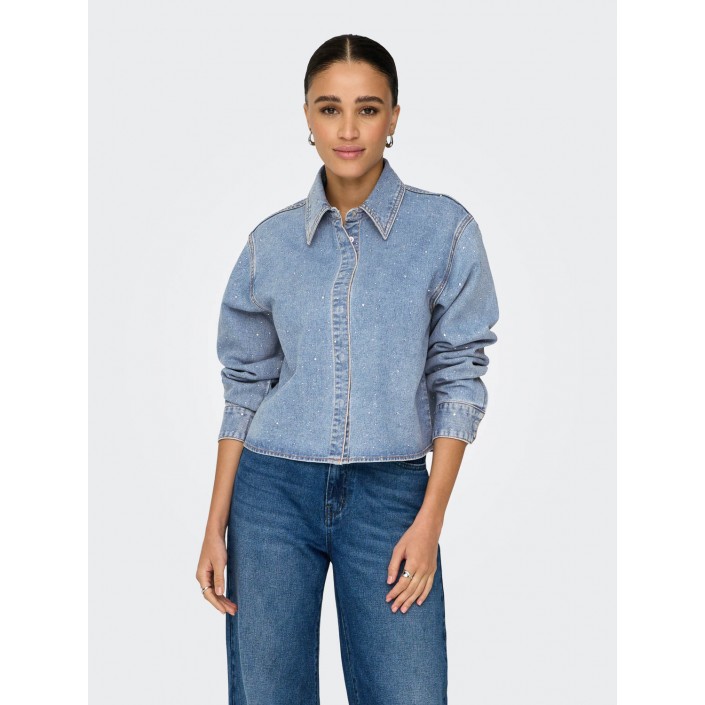 Only ONLMAGGIEMAY L/S RHINEST DNM SHIRT Light Blue Denim | Freewear ONLMAGGIEMAY L/S RHINEST DNM SHIRT - www.freewear.nl - Freewear