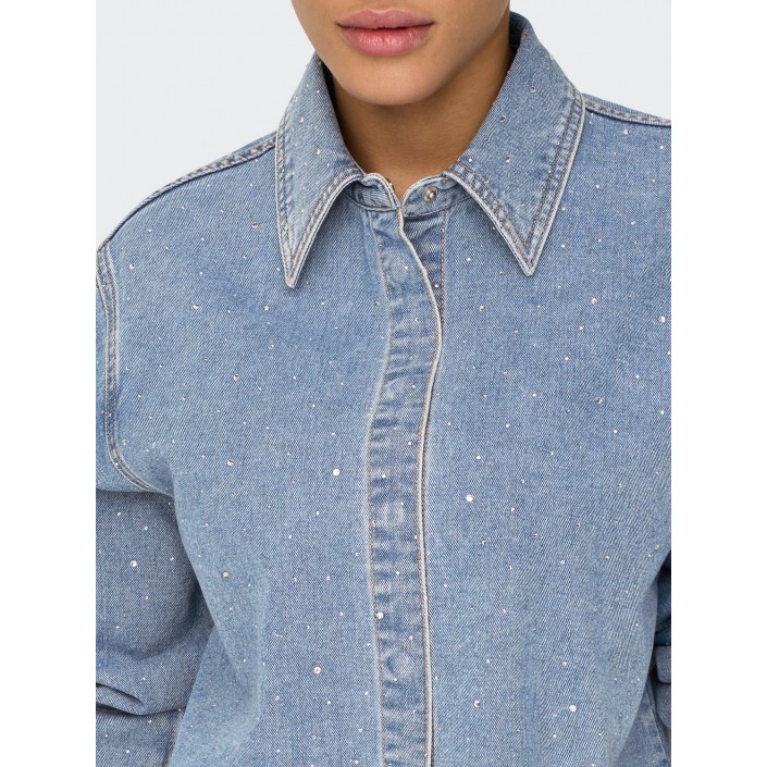 Only ONLMAGGIEMAY L/S RHINEST DNM SHIRT Light Blue Denim | Freewear ONLMAGGIEMAY L/S RHINEST DNM SHIRT - www.freewear.nl - Freewear