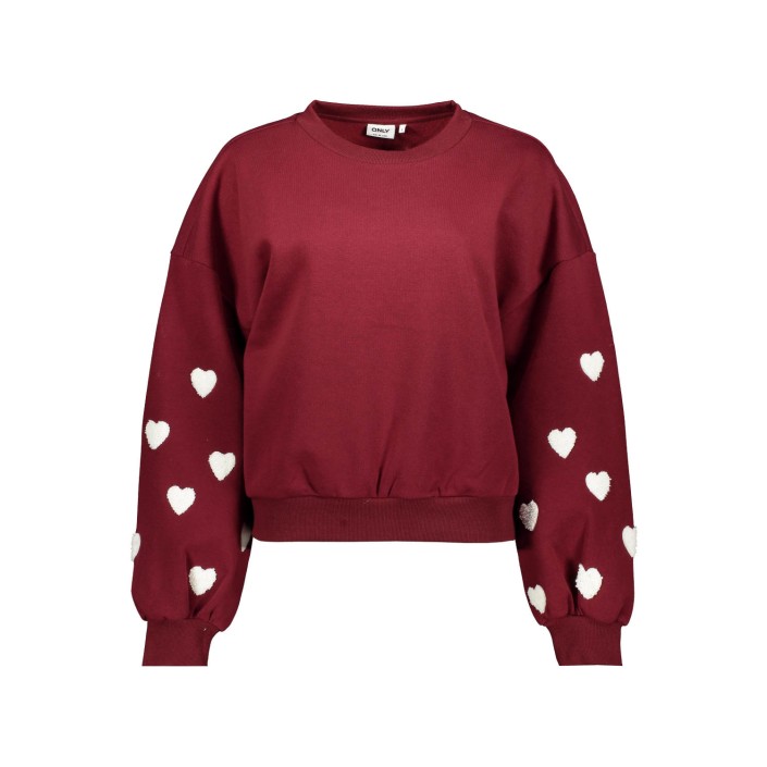 Only ONLMACY L/S O-NECK BOX CC SWT Cabernet/W. cd hearts | Freewear ONLMACY L/S O-NECK BOX CC SWT - www.freewear.nl - Freewear