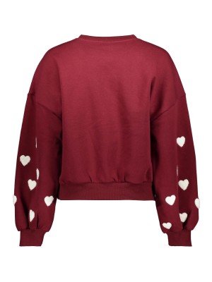 Only ONLMACY L/S O-NECK BOX CC SWT Cabernet/W. cd hearts | Freewear ONLMACY L/S O-NECK BOX CC SWT - www.freewear.nl - Freewear