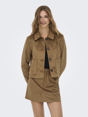 Only ONLTULIP LIFE FAUX SUEDE JACKET OTW Cognac | Freewear ONLTULIP LIFE FAUX SUEDE JACKET OTW - www.freewear.nl - Freewear