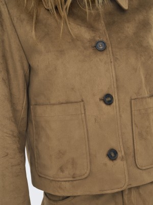 Only ONLTULIP LIFE FAUX SUEDE JACKET OTW Cognac | Freewear ONLTULIP LIFE FAUX SUEDE JACKET OTW - www.freewear.nl - Freewear