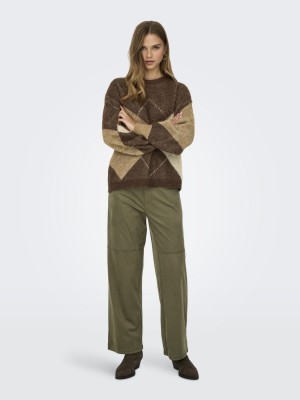 Only ONLNOEME LIFE LS JQ O-NECK KNT Chestnut/Cocoa Creme/Biscotti/Me | Freewear ONLNOEME LIFE LS JQ O-NECK KNT - www.freewear.nl - Freewear