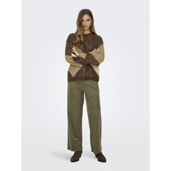 Only ONLNOEME LIFE LS JQ O-NECK KNT Chestnut/Cocoa Creme/Biscotti/Me | Freewear ONLNOEME LIFE LS JQ O-NECK KNT - www.freewear.nl - Freewear