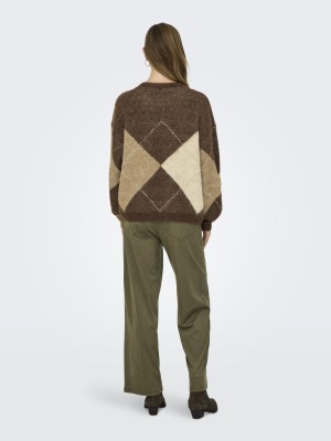 Only ONLNOEME LIFE LS JQ O-NECK KNT Chestnut/Cocoa Creme/Biscotti/Me | Freewear ONLNOEME LIFE LS JQ O-NECK KNT - www.freewear.nl - Freewear