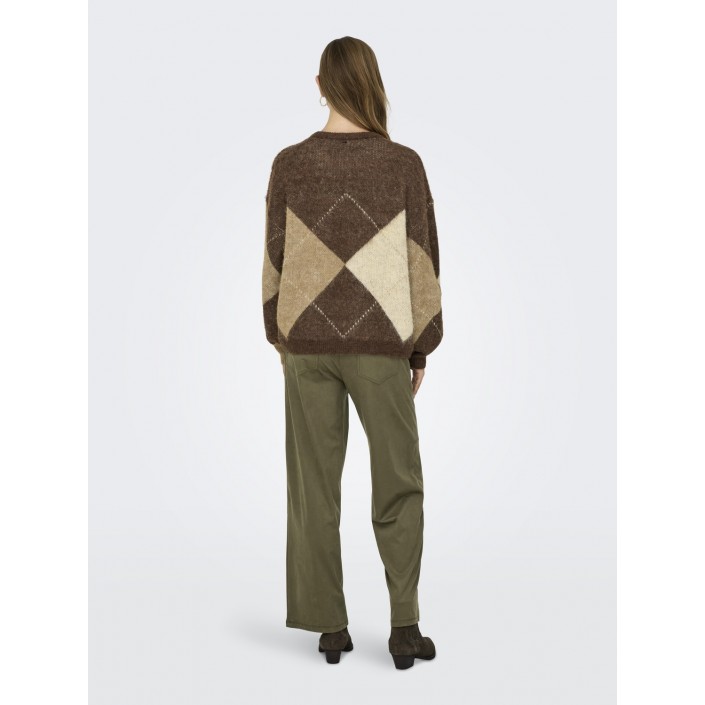 Only ONLNOEME LIFE LS JQ O-NECK KNT Chestnut/Cocoa Creme/Biscotti/Me | Freewear ONLNOEME LIFE LS JQ O-NECK KNT - www.freewear.nl - Freewear