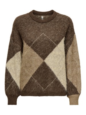 Only ONLNOEME LIFE LS JQ O-NECK KNT Chestnut/Cocoa Creme/Biscotti/Me | Freewear ONLNOEME LIFE LS JQ O-NECK KNT - www.freewear.nl - Freewear