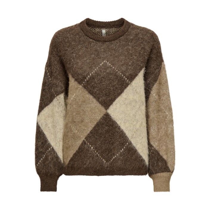 Only ONLNOEME LIFE LS JQ O-NECK KNT Chestnut/Cocoa Creme/Biscotti/Me | Freewear ONLNOEME LIFE LS JQ O-NECK KNT - www.freewear.nl - Freewear