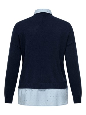 Carmakoma CARDAGMAR LS COLLAR MIX KNT Night Sky/Kentucky Blue Woven | Freewear CARDAGMAR LS COLLAR MIX KNT - www.freewear.nl - Freewear