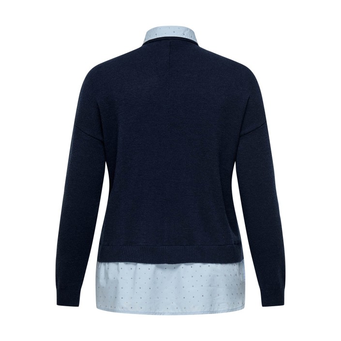Carmakoma CARDAGMAR LS COLLAR MIX KNT Night Sky/Kentucky Blue Woven | Freewear CARDAGMAR LS COLLAR MIX KNT - www.freewear.nl - Freewear