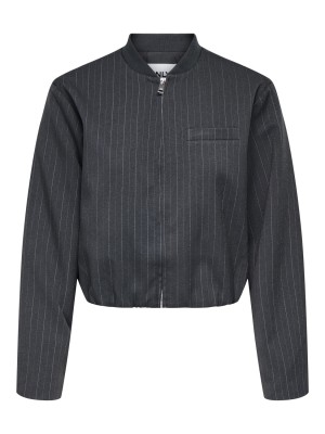 Only ONLAGGIE LIFE L/S PINSTRIPE BOMBER : Dark Grey Melange/WHITE PINSTRIP | Freewear ONLAGGIE LIFE L/S PINSTRIPE BOMBER : - www.freewear.nl - Freewear