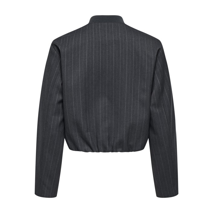 Only ONLAGGIE LIFE L/S PINSTRIPE BOMBER : Dark Grey Melange/WHITE PINSTRIP | Freewear ONLAGGIE LIFE L/S PINSTRIPE BOMBER : - www.freewear.nl - Freewear
