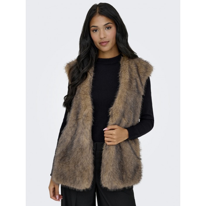 Only ONLDAWN LIFE FAUX FUR WAISTCOAT OTW Tannin | Freewear ONLDAWN LIFE FAUX FUR WAISTCOAT OTW - www.freewear.nl - Freewear