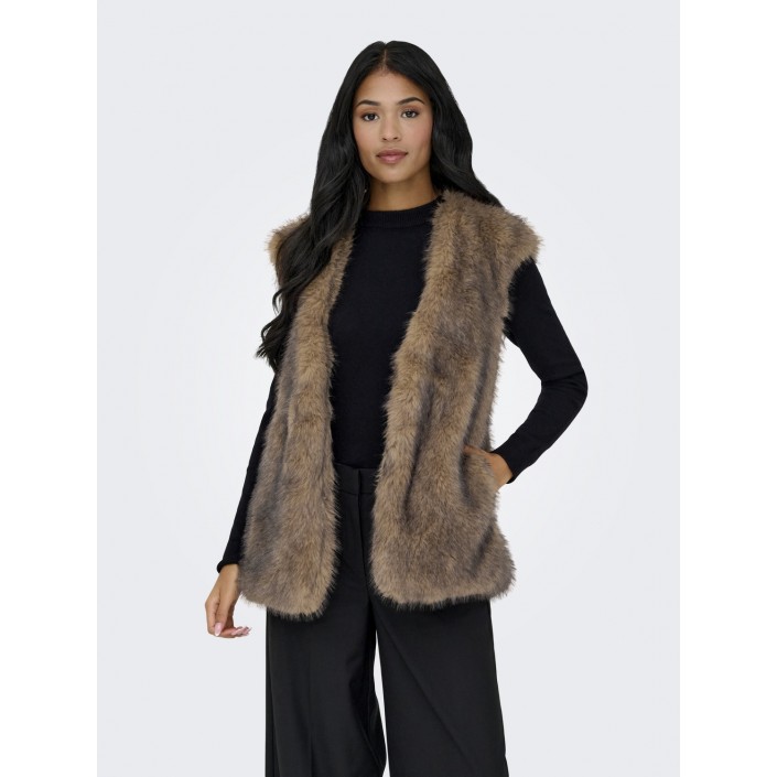 Only ONLDAWN LIFE FAUX FUR WAISTCOAT OTW Tannin | Freewear ONLDAWN LIFE FAUX FUR WAISTCOAT OTW - www.freewear.nl - Freewear