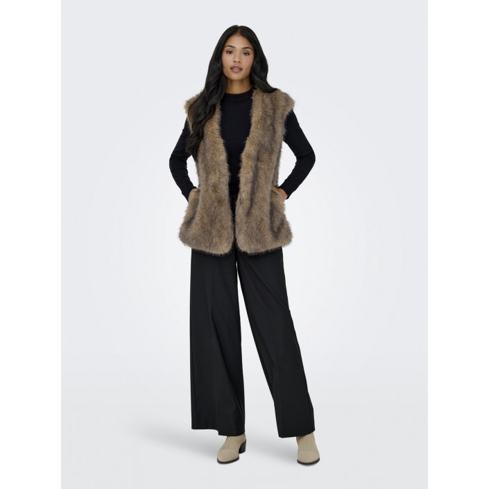 Only ONLDAWN LIFE FAUX FUR WAISTCOAT OTW Tannin | Freewear ONLDAWN LIFE FAUX FUR WAISTCOAT OTW - www.freewear.nl - Freewear