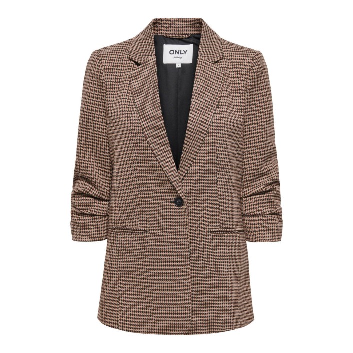 Carmakoma CARLETTIE LIFE 3/4 CHECK BLAZER TLR Decadent Chocolate/NOMAD & TOAST | Freewear CARLETTIE LIFE 3/4 CHECK BLAZER TLR - www.freewear.nl - Freewear