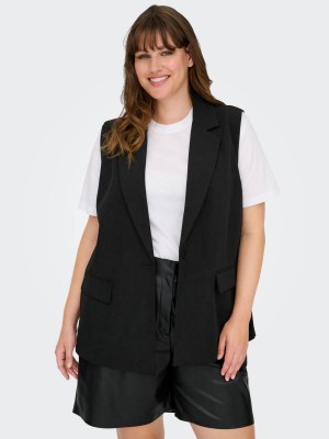Carmakoma CARELLY LIFE S/L LOOSE VEST TLR Black | Freewear CARELLY LIFE S/L LOOSE VEST TLR - www.freewear.nl - Freewear