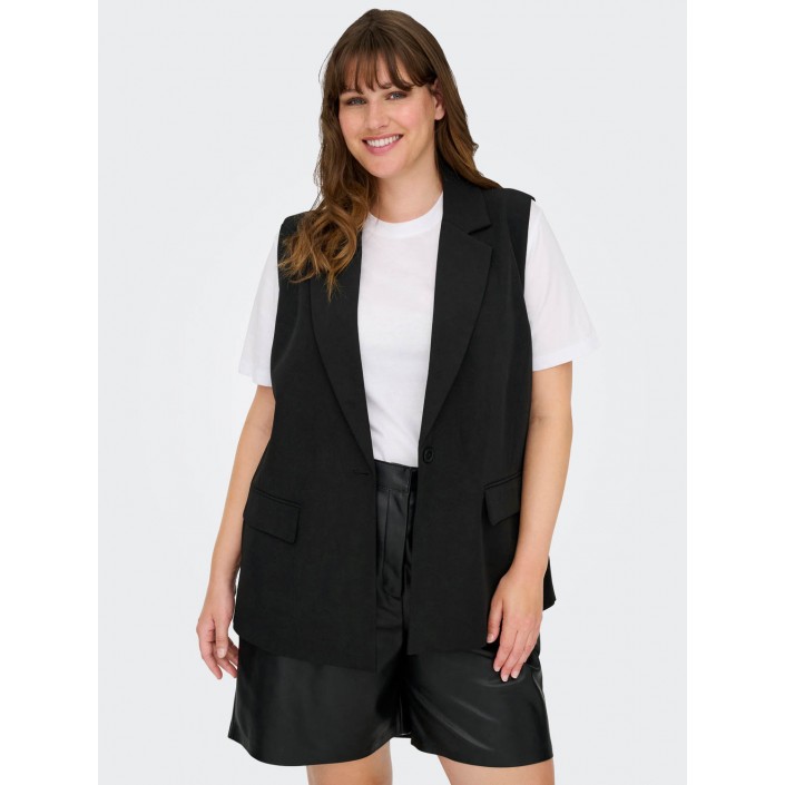 Carmakoma CARELLY LIFE S/L LOOSE VEST TLR Black | Freewear CARELLY LIFE S/L LOOSE VEST TLR - www.freewear.nl - Freewear