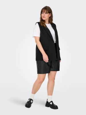 Carmakoma CARELLY LIFE S/L LOOSE VEST TLR Black | Freewear CARELLY LIFE S/L LOOSE VEST TLR - www.freewear.nl - Freewear