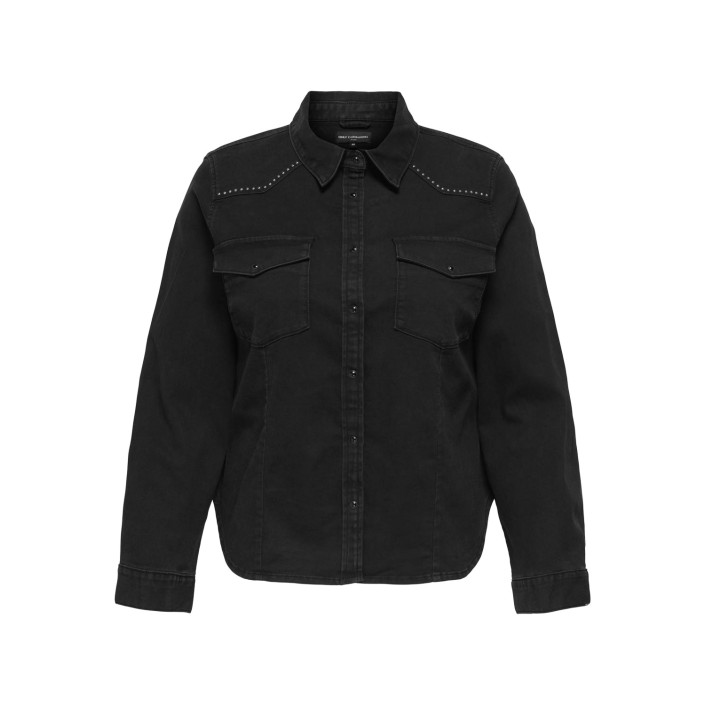 Carmakoma CARSASIA L/S FIT STUD DNM SHIRT AKM Black Denim | Freewear CARSASIA L/S FIT STUD DNM SHIRT AKM - www.freewear.nl - Freewear