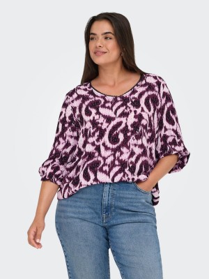 Carmakoma CARTYLA LIFE 3/4 BLOUSE AOP Mauve Wine/LEO GRAPHIC AOP | Freewear CARTYLA LIFE 3/4 BLOUSE AOP - www.freewear.nl - Freewear