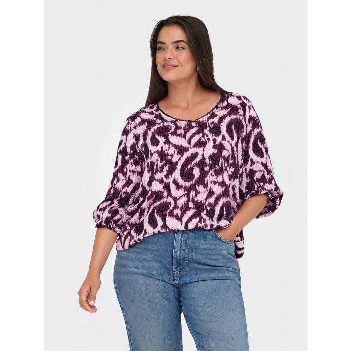 Carmakoma CARTYLA LIFE 3/4 BLOUSE AOP Mauve Wine/LEO GRAPHIC AOP | Freewear CARTYLA LIFE 3/4 BLOUSE AOP - www.freewear.nl - Freewear