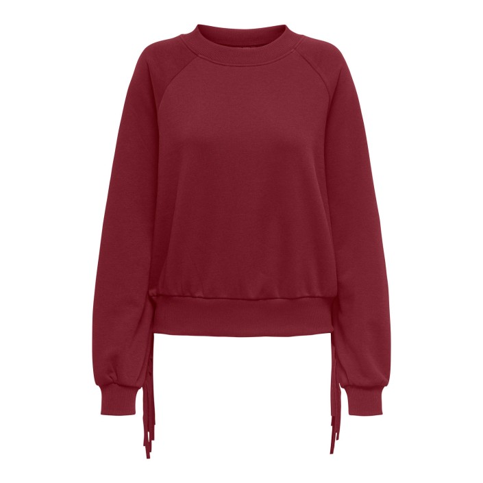 Only ONLJETT L/S O-NECK EMB. BOX SWT Cabernet/Fringes | Freewear ONLJETT L/S O-NECK EMB. BOX SWT - www.freewear.nl - Freewear