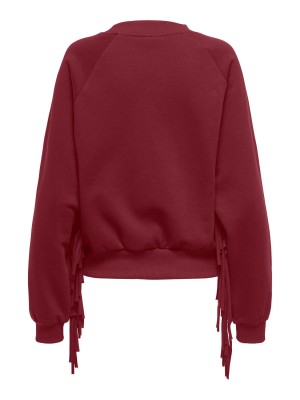 Only ONLJETT L/S O-NECK EMB. BOX SWT Cabernet/Fringes | Freewear ONLJETT L/S O-NECK EMB. BOX SWT - www.freewear.nl - Freewear