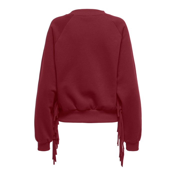 Only ONLJETT L/S O-NECK EMB. BOX SWT Cabernet/Fringes | Freewear ONLJETT L/S O-NECK EMB. BOX SWT - www.freewear.nl - Freewear
