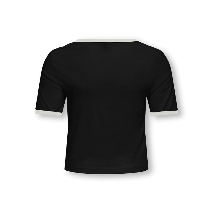 Only KOGNINA LIFE S/S CONTRAST TOP CS JR: Black/Cloud Dancer+Print Soho | Freewear KOGNINA LIFE S/S CONTRAST TOP CS JR: - www.freewear.nl - Freewear