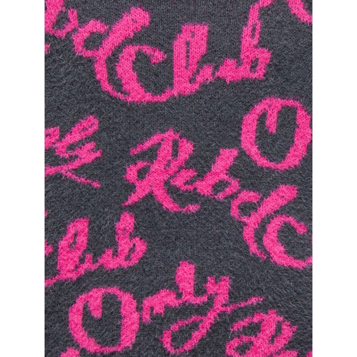 Only KOGDINA L/S JACQUARD O-NECK KNT Blackened Pearl/Magenta | Freewear KOGDINA L/S JACQUARD O-NECK KNT - www.freewear.nl - Freewear