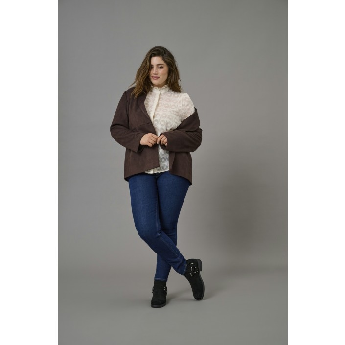 Carmakoma CARYLVA LIFE L/S FAUX SUEDE BLAZER Black Coffee | Freewear CARYLVA LIFE L/S FAUX SUEDE BLAZER - www.freewear.nl - Freewear