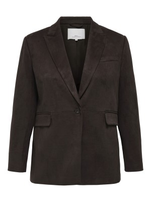 Carmakoma CARYLVA LIFE L/S FAUX SUEDE BLAZER Black Coffee | Freewear CARYLVA LIFE L/S FAUX SUEDE BLAZER - www.freewear.nl - Freewear