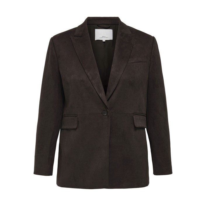 Carmakoma CARYLVA LIFE L/S FAUX SUEDE BLAZER Black Coffee | Freewear CARYLVA LIFE L/S FAUX SUEDE BLAZER - www.freewear.nl - Freewear