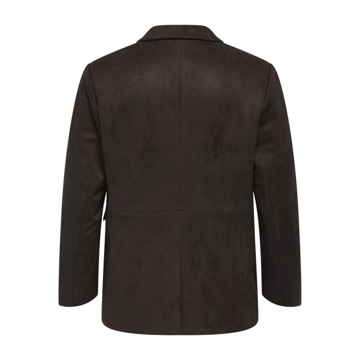 Carmakoma CARYLVA LIFE L/S FAUX SUEDE BLAZER Black Coffee | Freewear CARYLVA LIFE L/S FAUX SUEDE BLAZER - www.freewear.nl - Freewear