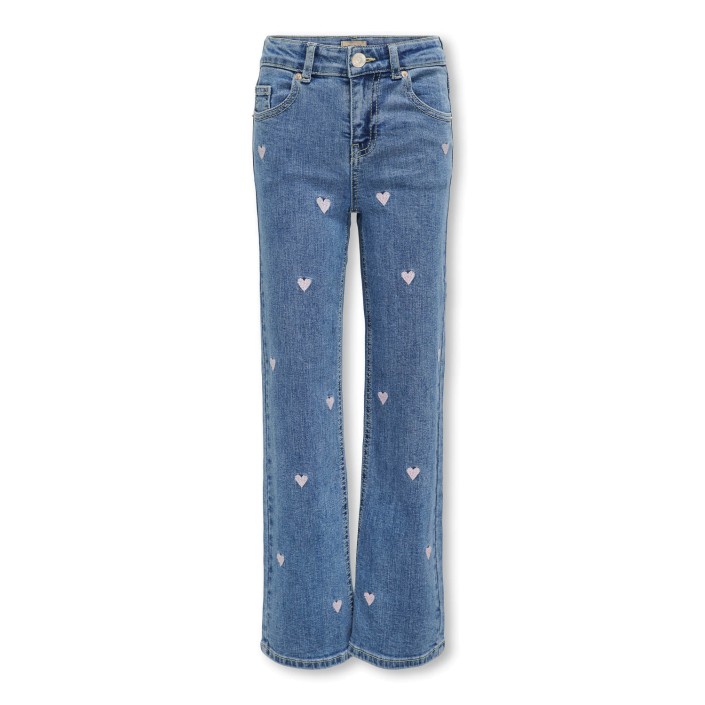 ONLY:KIDS ONLY KMGJUICY WIDE LEG HEART EMB JEANS N: Light Medium Blue Denim/PINK HEA | Freewear KMGJUICY WIDE LEG HEART EMB JEANS N: - www.freewear.nl - Freewear