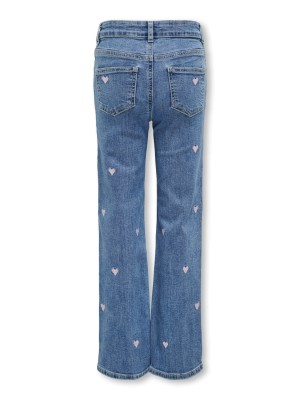 ONLY:KIDS ONLY KMGJUICY WIDE LEG HEART EMB JEANS N: Light Medium Blue Denim/PINK HEA | Freewear KMGJUICY WIDE LEG HEART EMB JEANS N: - www.freewear.nl - Freewear