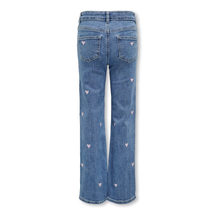 ONLY:KIDS ONLY KMGJUICY WIDE LEG HEART EMB JEANS N: Light Medium Blue Denim/PINK HEA | Freewear KMGJUICY WIDE LEG HEART EMB JEANS N: - www.freewear.nl - Freewear