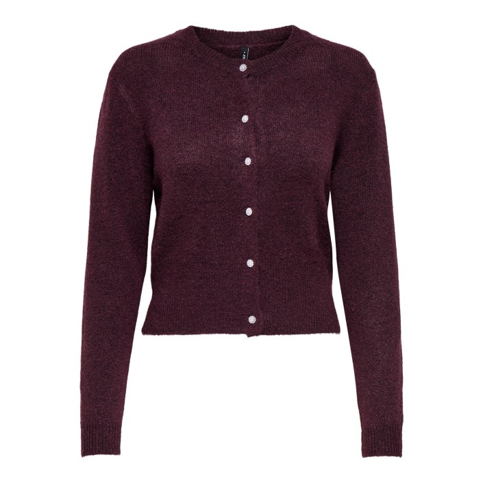 Only ONLHAVANNA LS BUTTON CARDIGAN KNT Winetasting/Melange/Bling Button | Freewear ONLHAVANNA LS BUTTON CARDIGAN KNT - www.freewear.nl - Freewear
