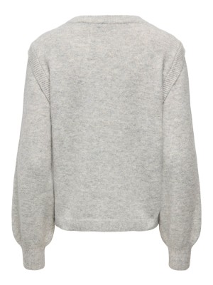 Only ONLRENE LIFE LS BUTTON O-NECK CS KN: Light Grey Melange/Gold Button | Freewear ONLRENE LIFE LS BUTTON O-NECK CS KN: - www.freewear.nl - Freewear