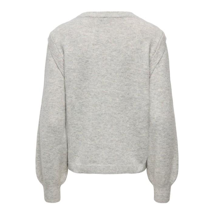 Only ONLRENE LIFE LS BUTTON O-NECK CS KN: Light Grey Melange/Gold Button | Freewear ONLRENE LIFE LS BUTTON O-NECK CS KN: - www.freewear.nl - Freewear
