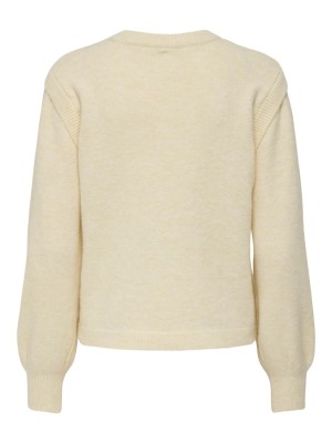 Only ONLRENE LIFE LS BUTTON O-NECK CS KN: Egret/Melange/Gold Button | Freewear ONLRENE LIFE LS BUTTON O-NECK CS KN: - www.freewear.nl - Freewear