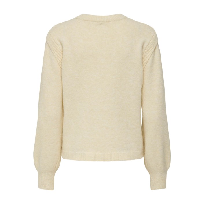 Only ONLRENE LIFE LS BUTTON O-NECK CS KN: Egret/Melange/Gold Button | Freewear ONLRENE LIFE LS BUTTON O-NECK CS KN: - www.freewear.nl - Freewear