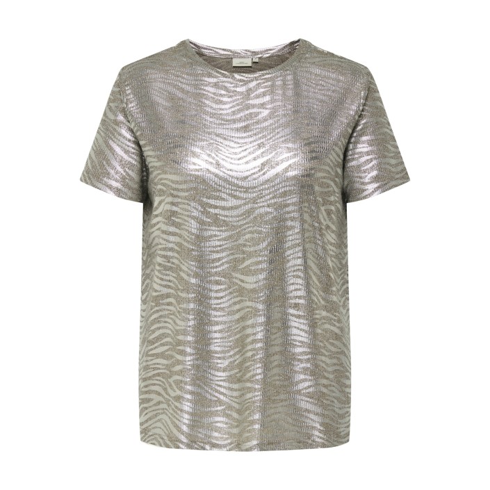 Carmakoma CARMIRINDA LIFE  S/S O-NECK JRS Humus/SILVER FOIL (TIGER) | Freewear CARMIRINDA LIFE  S/S O-NECK JRS - www.freewear.nl - Freewear