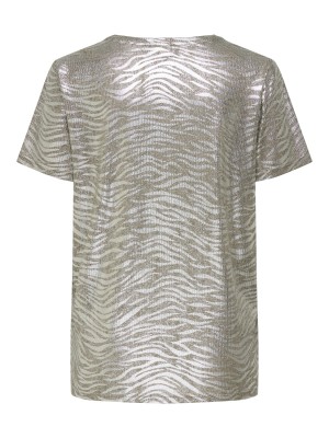 Carmakoma CARMIRINDA LIFE  S/S O-NECK JRS Humus/SILVER FOIL (TIGER) | Freewear CARMIRINDA LIFE  S/S O-NECK JRS - www.freewear.nl - Freewear