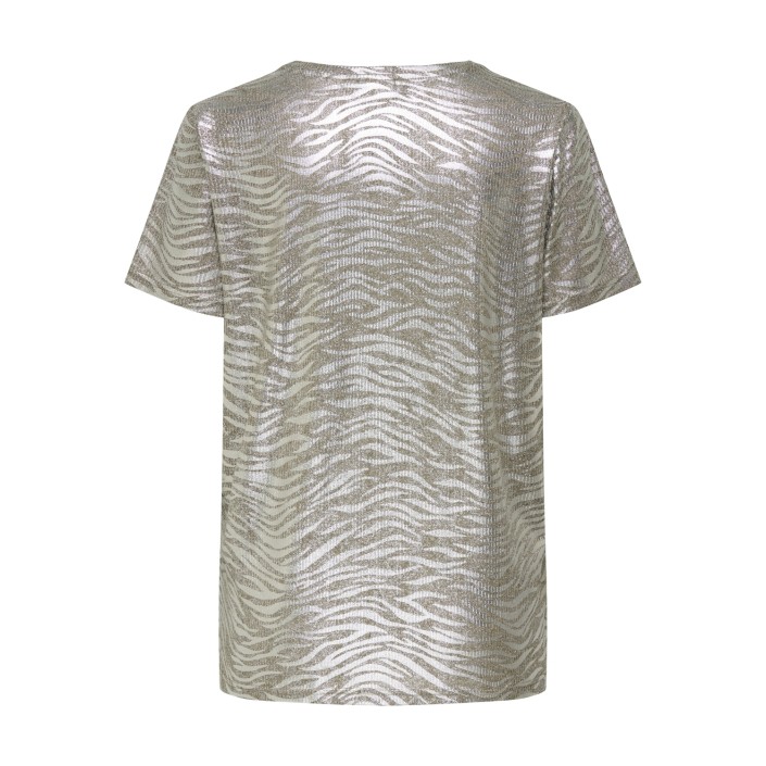 Carmakoma CARMIRINDA LIFE  S/S O-NECK JRS Humus/SILVER FOIL (TIGER) | Freewear CARMIRINDA LIFE  S/S O-NECK JRS - www.freewear.nl - Freewear