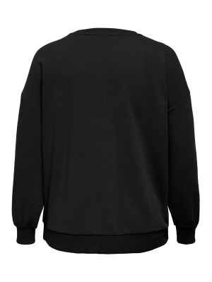 Carmakoma CARVIOLETTA L/S O-NECK SWEAT JRS Black/PEARL NECK | Freewear CARVIOLETTA L/S O-NECK SWEAT JRS - www.freewear.nl - Freewear